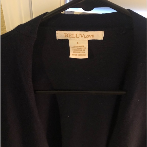 Navy Blue Self Tie Cardigan L - Picture 5 of 8